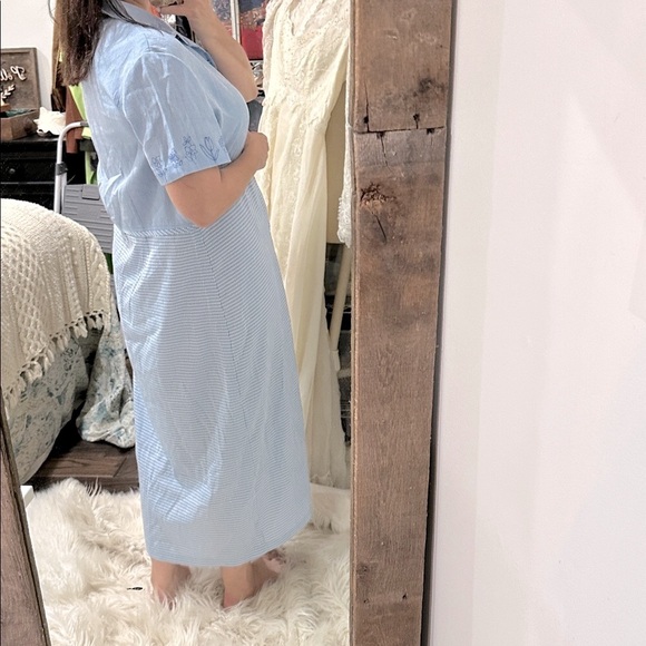 Vintage Katie Lee collection Blue Button-Up Midi Dress size XLarge - Picture 5 of 5